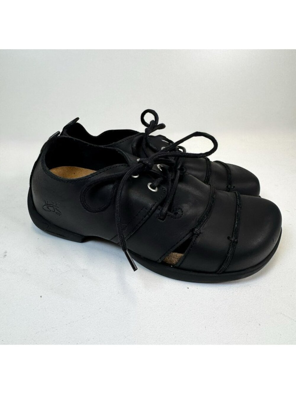 John Fluevog Peacemaker Therese Lace-Up Shoes Cutouts Black Womens Size 5/5.5
